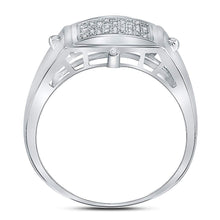 Load image into Gallery viewer, Sterling Silver Round Diamond Mens Square Cluster Ring 1/6 Cttw - Splendid Jewellery