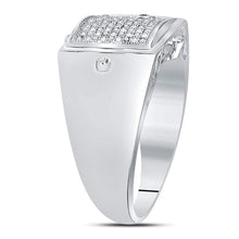 Load image into Gallery viewer, Sterling Silver Round Diamond Mens Square Cluster Ring 1/6 Cttw - Splendid Jewellery