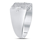 Sterling Silver Round Diamond Mens Square Cluster Ring 1/6 Cttw - Splendid Jewellery