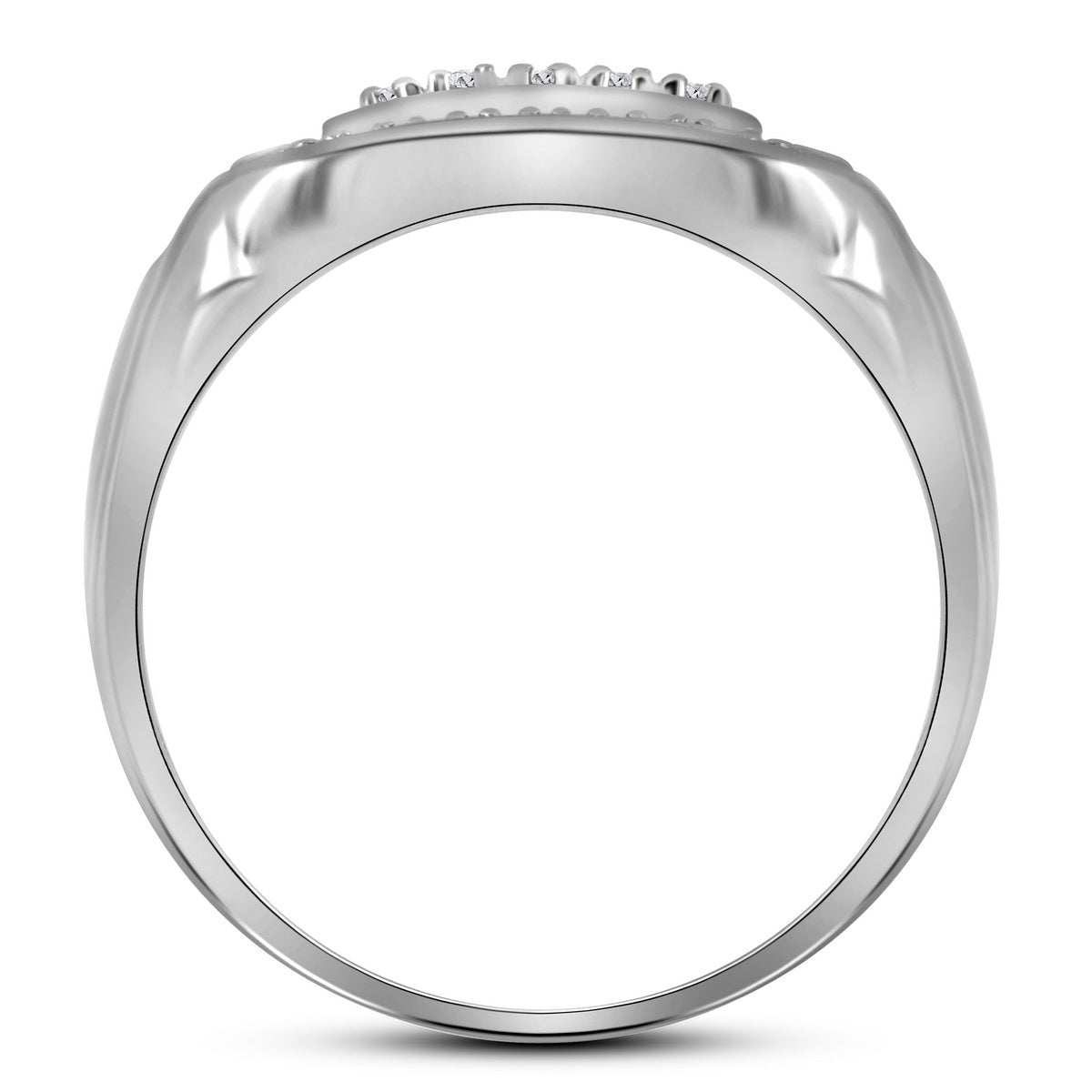 Sterling Silver Round Diamond Mens Square Frame Cluster Ring Size 9 1/10 Cttw - Splendid Jewellery