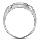 Sterling Silver Round Diamond Mens Square Frame Cluster Ring Size 9 1/10 Cttw - Splendid Jewellery