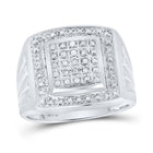 Sterling Silver Round Diamond Mens Square Frame Cluster Ring Size 9 1/10 Cttw - Splendid Jewellery