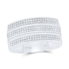Sterling Silver Round Diamond Mens Triple Row Band Ring 3/8 Cttw - Splendid Jewellery
