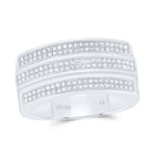 Sterling Silver Round Diamond Mens Triple Row Band Ring 3/8 Cttw - Splendid Jewellery