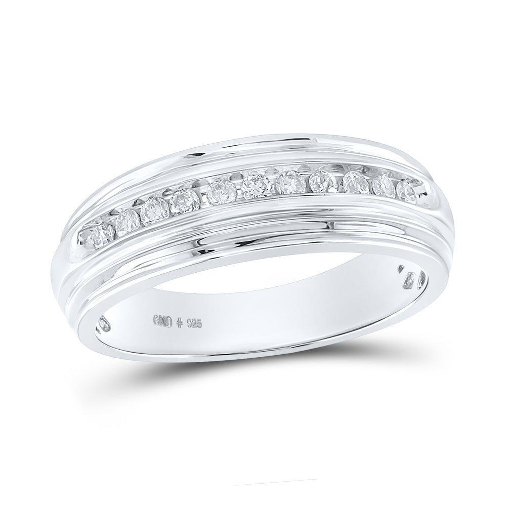 Sterling Silver Round Diamond Men's Wedding Band Ring 1/4 Cttw - Splendid Jewellery