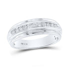 Sterling Silver Round Diamond Men's Wedding Band Ring 1/4 Cttw - Splendid Jewellery