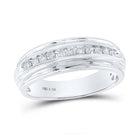 Sterling Silver Round Diamond Men's Wedding Band Ring 1/4 Cttw - Splendid Jewellery