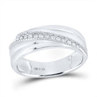 Sterling Silver Round Diamond Men's Wedding Milgrain Band Ring 1/5 Cttw - Splendid Jewellery