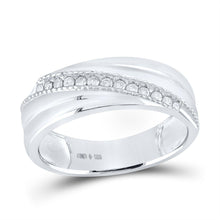 Load image into Gallery viewer, Sterling Silver Round Diamond Men's Wedding Milgrain Band Ring 1/5 Cttw - Splendid Jewellery