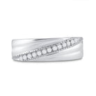 Sterling Silver Round Diamond Men's Wedding Milgrain Band Ring 1/5 Cttw - Splendid Jewellery