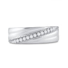 Sterling Silver Round Diamond Men's Wedding Milgrain Band Ring 1/5 Cttw - Splendid Jewellery