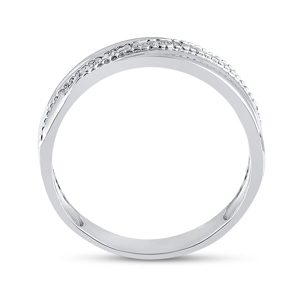 Sterling Silver Round Diamond Men's Wedding Milgrain Band Ring 1/5 Cttw - Splendid Jewellery