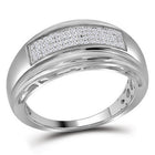 Sterling Silver Round Diamond Men's Wedding Pave Band Ring 1/5 Cttw - Splendid Jewellery