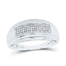 Sterling Silver Round Diamond Men's Wedding Pave Band Ring 1/5 Cttw - Splendid Jewellery
