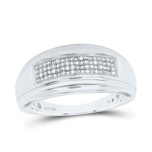 Load image into Gallery viewer, Sterling Silver Round Diamond Men's Wedding Pave Band Ring 1/5 Cttw - Splendid Jewellery