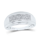 Sterling Silver Round Diamond Men's Wedding Pave Band Ring 1/5 Cttw - Splendid Jewellery
