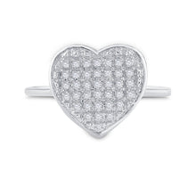 Load image into Gallery viewer, Sterling Silver Round Diamond Micro Pave Gift Heart Ring 1/10 Cttw - Splendid Jewellery