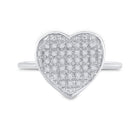 Sterling Silver Round Diamond Micro Pave Gift Heart Ring 1/10 Cttw - Splendid Jewellery