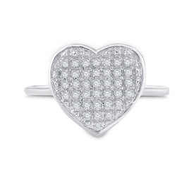 Sterling Silver Round Diamond Micro Pave Gift Heart Ring 1/10 Cttw - Splendid Jewellery