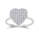 Sterling Silver Round Diamond Micro Pave Gift Heart Ring 1/10 Cttw - Splendid Jewellery