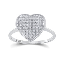 Load image into Gallery viewer, Sterling Silver Round Diamond Micro Pave Gift Heart Ring 1/10 Cttw - Splendid Jewellery