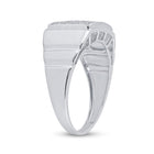 Sterling Silver Round Diamond Micro - Pave Mens Ring 1/10 Cttw - Splendid Jewellery
