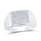 Sterling Silver Round Diamond Micro - Pave Mens Ring 1/10 Cttw - Splendid Jewellery