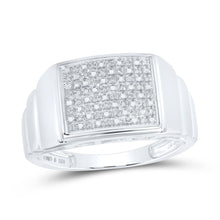 Load image into Gallery viewer, Sterling Silver Round Diamond Micro - Pave Mens Ring 1/10 Cttw - Splendid Jewellery