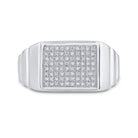 Sterling Silver Round Diamond Micro - Pave Mens Ring 1/10 Cttw - Splendid Jewellery