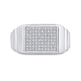 Sterling Silver Round Diamond Micro - Pave Mens Ring 1/10 Cttw - Splendid Jewellery