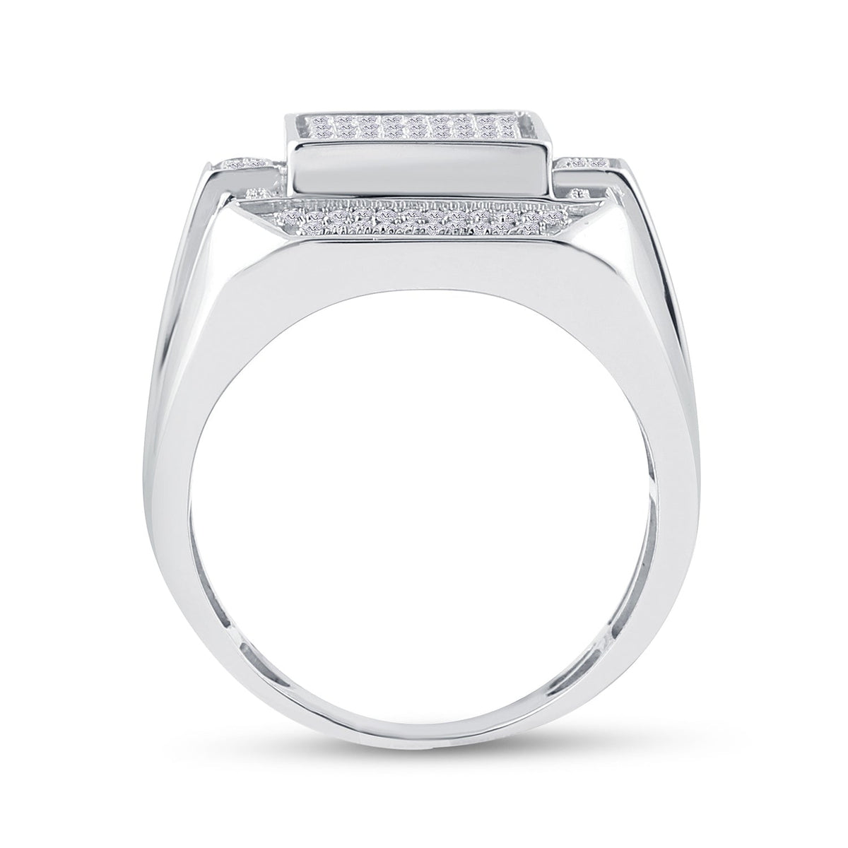 Sterling Silver Round Diamond Micro - Pave Mens Ring 1/2 Cttw - Splendid Jewellery