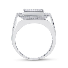 Sterling Silver Round Diamond Micro - Pave Mens Ring 1/2 Cttw - Splendid Jewellery
