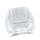 Sterling Silver Round Diamond Micro - Pave Mens Ring 1/2 Cttw - Splendid Jewellery