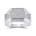Sterling Silver Round Diamond Micro - Pave Mens Ring 1/4 Cttw - Splendid Jewellery