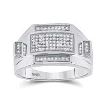 Load image into Gallery viewer, Sterling Silver Round Diamond Micro - Pave Mens Ring 1/4 Cttw - Splendid Jewellery