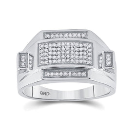 Sterling Silver Round Diamond Micro - Pave Mens Ring 1/4 Cttw - Splendid Jewellery