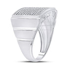 Sterling Silver Round Diamond Micro - Pave Mens Ring 1/4 Cttw - Splendid Jewellery