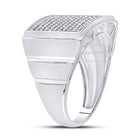 Sterling Silver Round Diamond Micro - Pave Mens Ring 1/4 Cttw - Splendid Jewellery