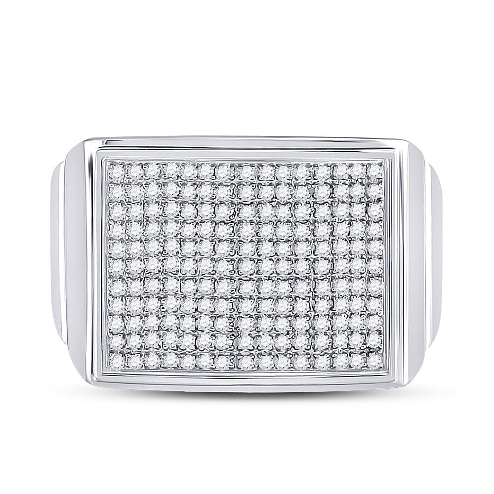 Sterling Silver Round Diamond Micro - Pave Mens Ring 1/4 Cttw - Splendid Jewellery