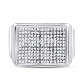 Sterling Silver Round Diamond Micro - Pave Mens Ring 1/4 Cttw - Splendid Jewellery