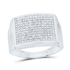Sterling Silver Round Diamond Micro - Pave Mens Ring 1/4 Cttw - Splendid Jewellery