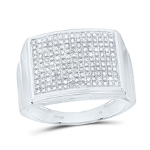 Load image into Gallery viewer, Sterling Silver Round Diamond Micro - Pave Mens Ring 1/4 Cttw - Splendid Jewellery