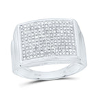 Sterling Silver Round Diamond Micro - Pave Mens Ring 1/4 Cttw - Splendid Jewellery