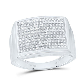 Sterling Silver Round Diamond Micro - Pave Mens Ring 1/4 Cttw - Splendid Jewellery