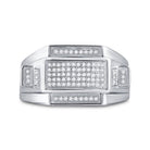 Sterling Silver Round Diamond Micro - Pave Mens Ring 1/4 Cttw - Splendid Jewellery