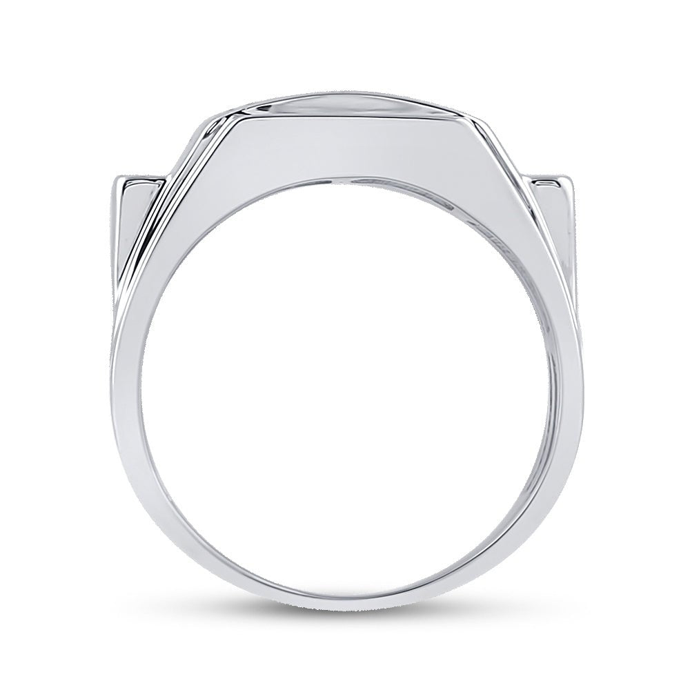 Sterling Silver Round Diamond Micro - Pave Mens Ring 1/4 Cttw - Splendid Jewellery