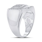 Sterling Silver Round Diamond Micro - Pave Mens Ring 1/5 Cttw - Splendid Jewellery