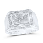Sterling Silver Round Diamond Micro - Pave Mens Ring 1/5 Cttw - Splendid Jewellery