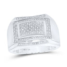Sterling Silver Round Diamond Micro - Pave Mens Ring 1/5 Cttw - Splendid Jewellery
