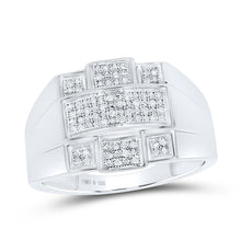 Load image into Gallery viewer, Sterling Silver Round Diamond Micro - Pave Mens Ring 1/6 Cttw - Splendid Jewellery